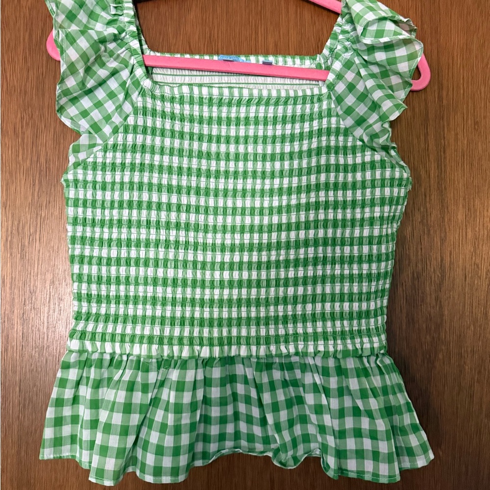 Green Gingham Women’s Top